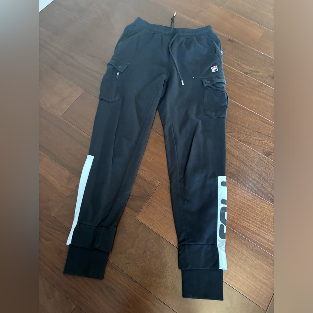 Fila Fusion Black Joggers with White Logo